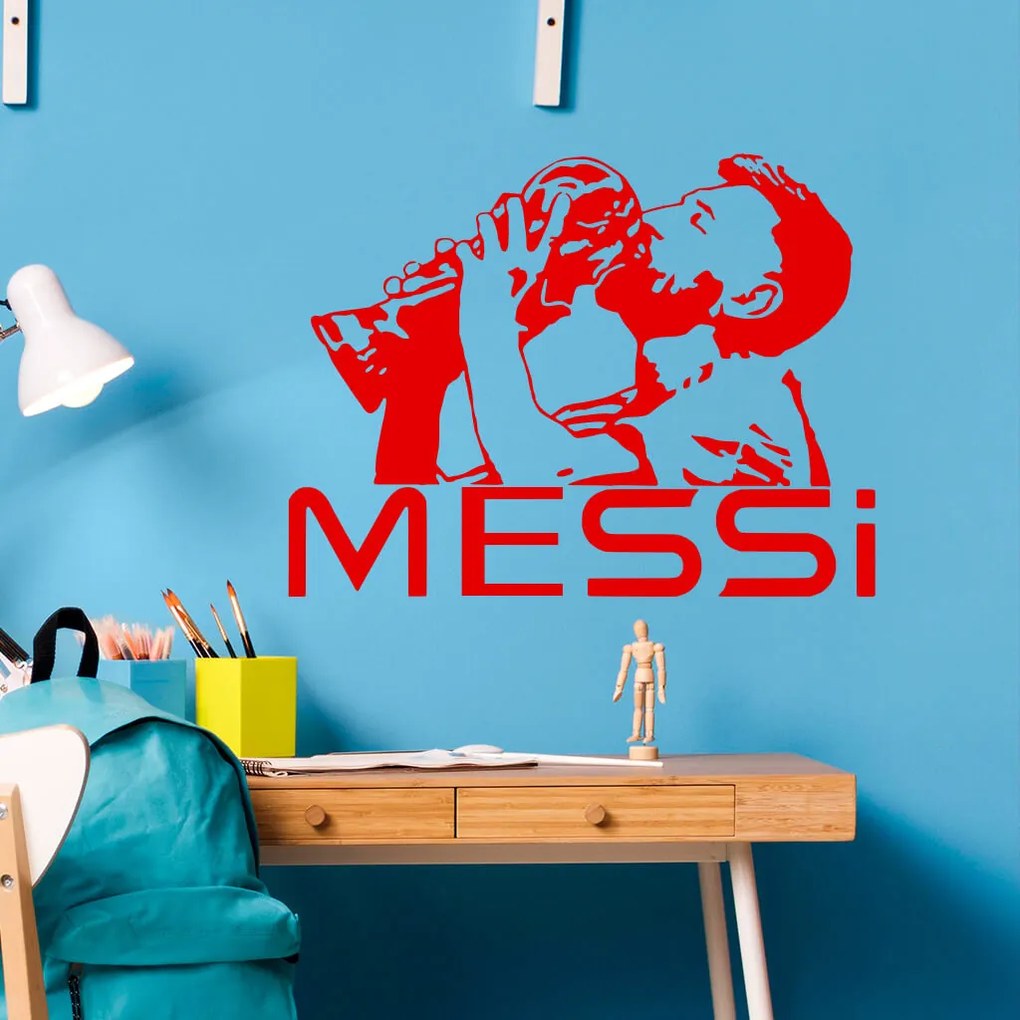 Veselá Stena Samolepka na stenu na stenu Lionel Messi pohár Farba: černá