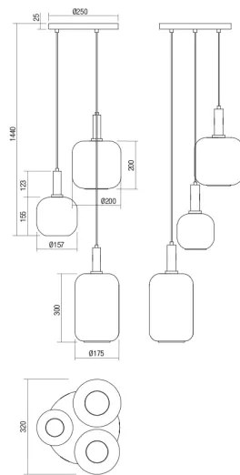 Redo 01-3198 - Luster na lanku BRINA 3xE27/23W/230V