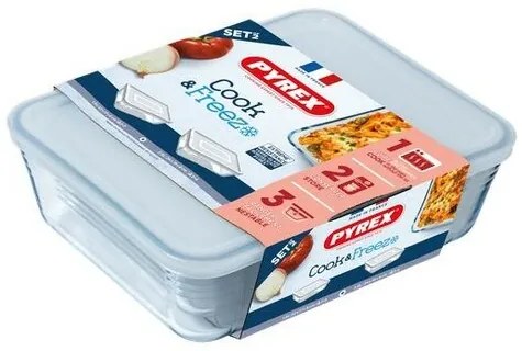 Pyrex Súprava sklenených dóz 2 ks, 1,5 l + 2,6 l