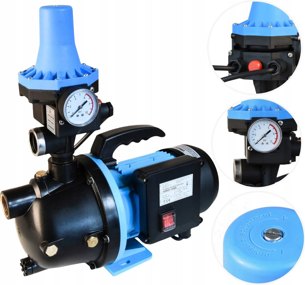 Záhradná Pumpa S Rukoväťou 550 W 50 L/min Na Zavlažovanie S Vypínačom, Regulácia