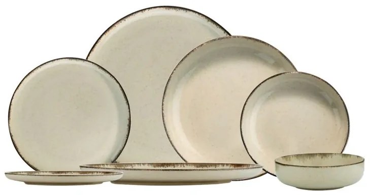 24 dielny porcelánový set, svetlo hnedý