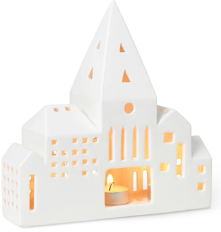 Biely keramický svietnik Kähler Design Urbania Lighthouse City