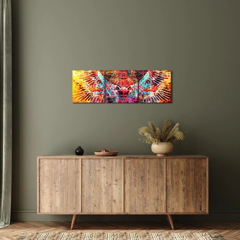 Obraz - Merkaba s krídlami, abstrakcia (s hodinami) (90x30 cm)