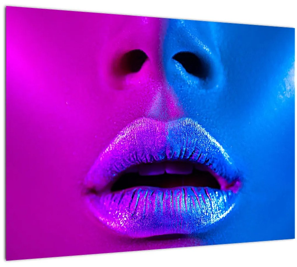 Sklenený obraz farebných pier (70x50 cm)