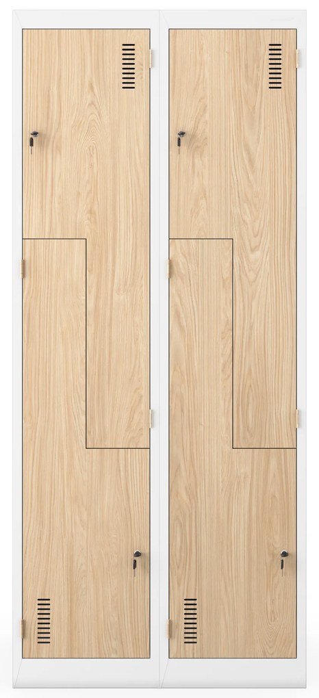 Kovová skriňa JULIA, 800 x 1850 x 450 mm, Eco Design: biela/dub sonoma