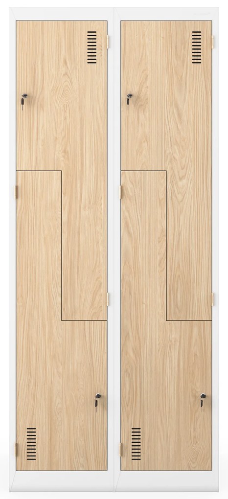 Šatňová skrinka typu L so štyrmi priehradkami, biela/dub Sonomaová, 800x1850x450 mm: JULIA Eco Design