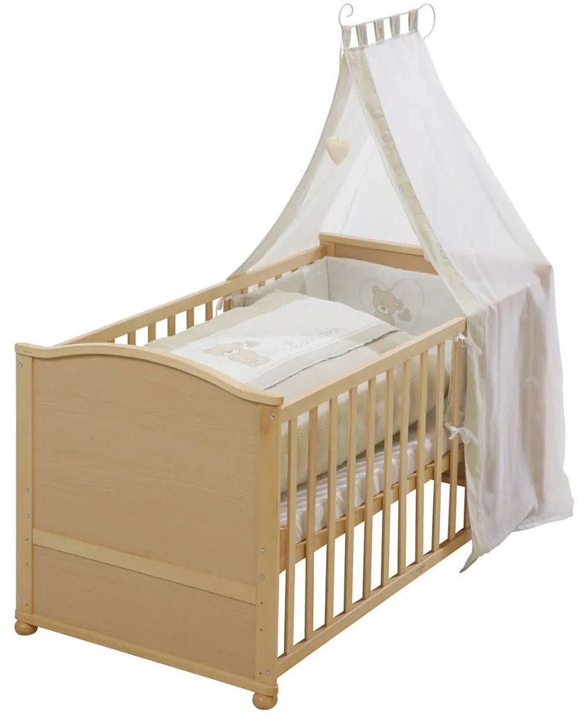 roba Detská postieľka s príslušenstvom, 70 x 140 cm (medvedík so srdiečkom)  (100340992)