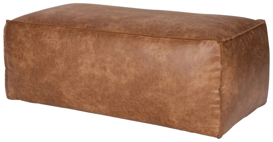 Koňakovohnedá podnožka z imitácie kože Rodeo – WOOOD