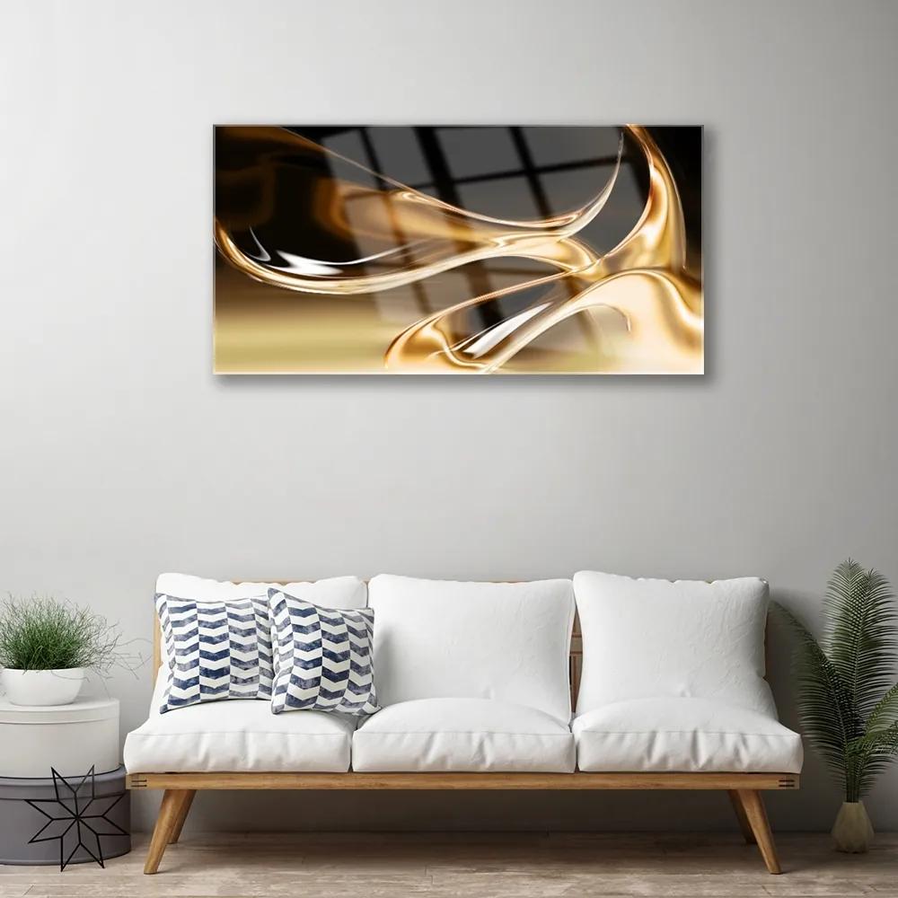 Skleneny obraz Zlato abstrakcia art umenie 140x70 cm