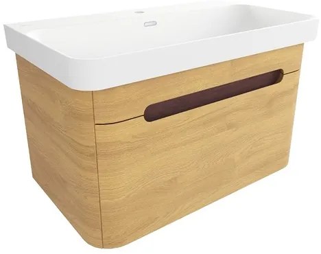 Kúpeľňová skrinka s umývadlom SAT Fusion 77,5x43x45 cm dub medový mat SATFUSION80DMMW, 1 ks