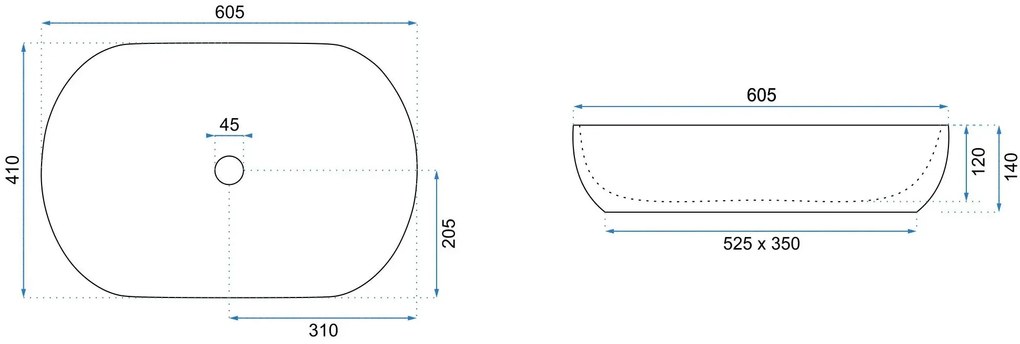 Rea Cleo, umývadlo na dosku 605x410x140 mm, medená matná-čierna, REA-U6383