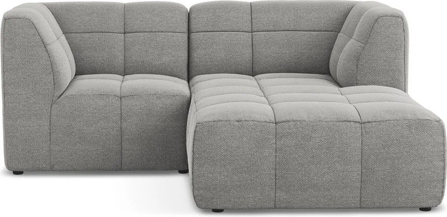 Sivá rohová pohovka z textílie buklé (pravý roh/s leňoškou) Aloha – Makamii