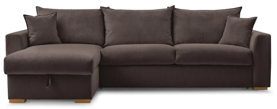 Hnedá menčestrová rozkladacia rohová pohovka (variabilná) Augustin – Bobochic Paris