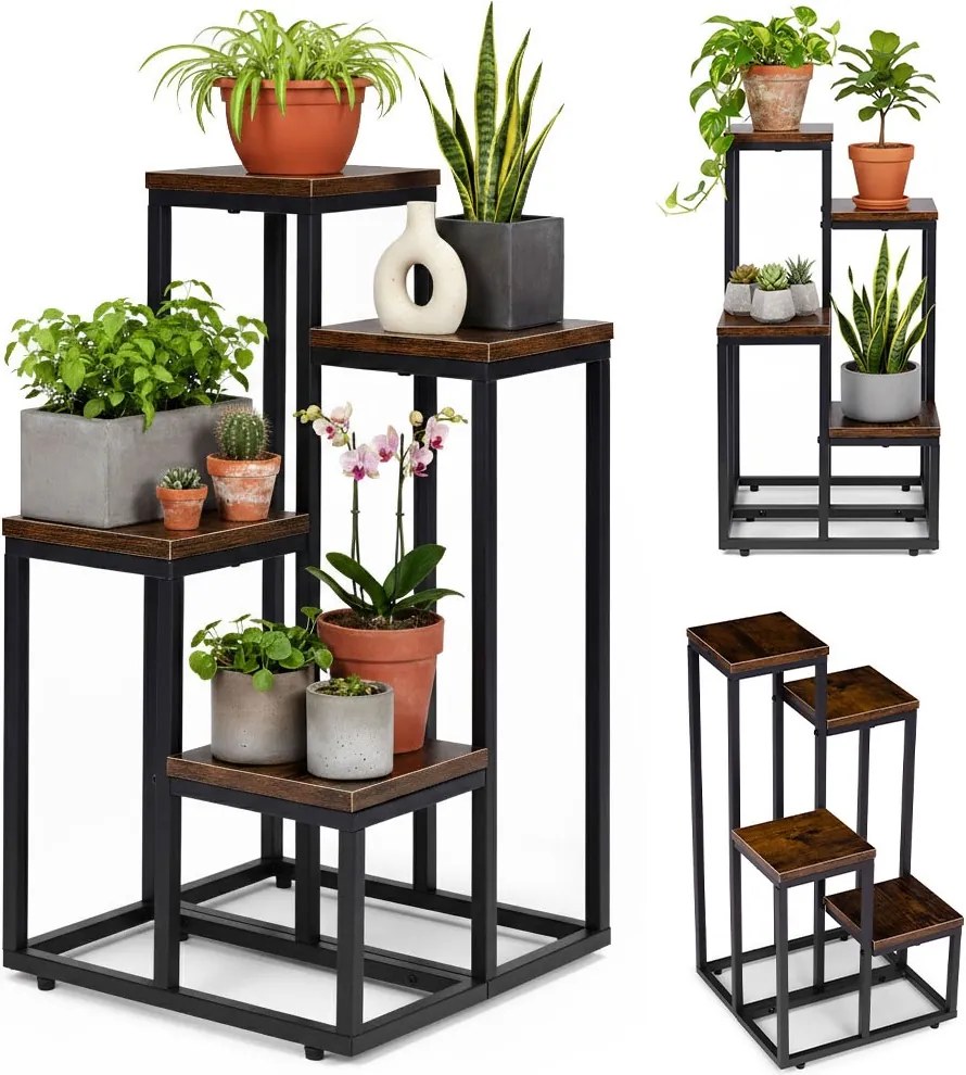 Stojan na květiny EVELIN II 67x35 cm hnědý/černý