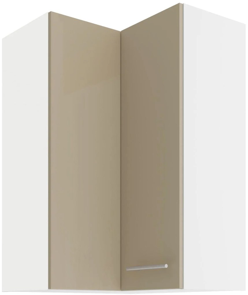 Horná rohová kuchynská skrinka Lavera 60x60 GN-90 2F (90°) (korpus: biela + front: lesk cappucino). Akcia -6%. Vlastná spoľahlivá doprava až k Vám domov. 1134556