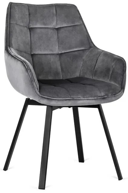 Dizajnová otočná jedálenská stolička Ancona šedá velúr