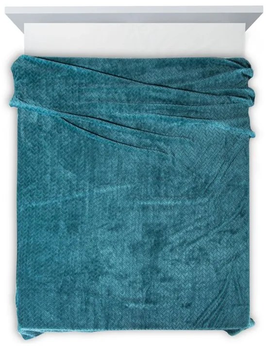 EUROFIRANY Klasická deka z vlákna príjemného na dotyk 170 cm x 210 cm tmavo tyrkysová 100 % polyester Varianta: 335308