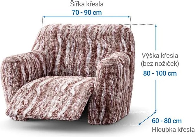 Bielastické poťahy OCEANO NOVÉ hnedo-vínové relaxačné kreslo (š. 70 - 90 cm)
