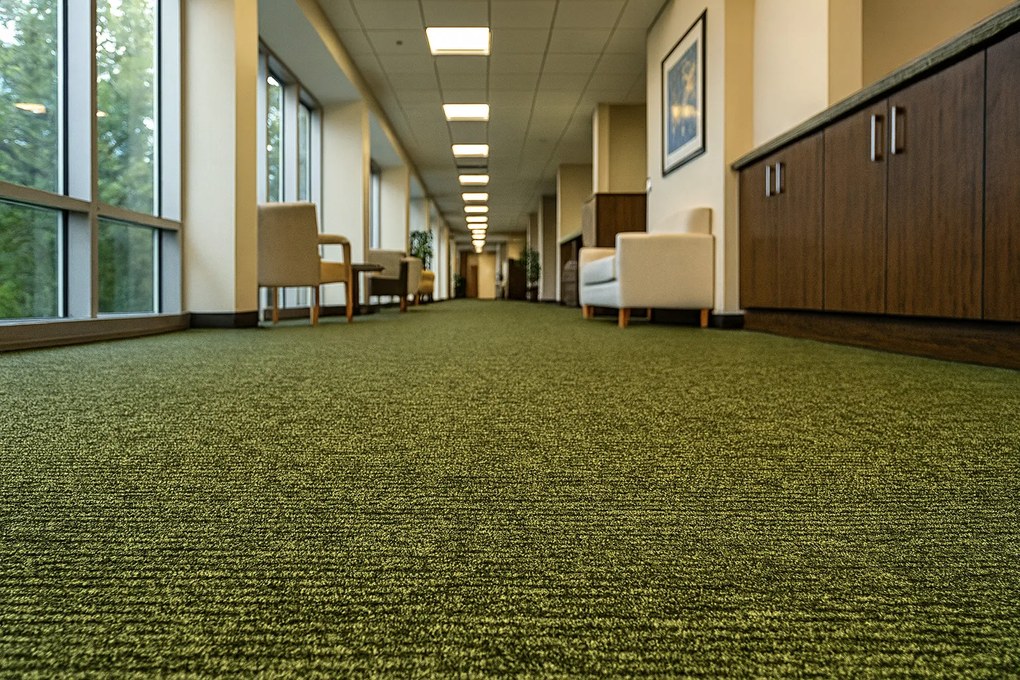 Timzo, Koberec metráž Mammut 8048 zelený, na mieru, šíře 4m, zelená, ab (mriežka), chodba / predsieň