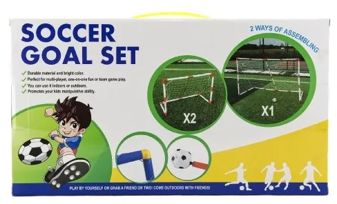 Teddies Bránka futbalová 2v1 + lopta plast v krabici 43x24x16cm
