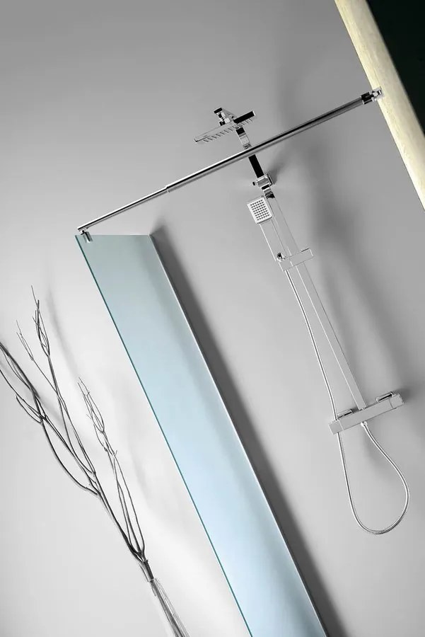 Aqualine, WALK-IN stena na inštaláciu na múr so vzperou, jednodielna, 800 mm, matné sklo, WI080M