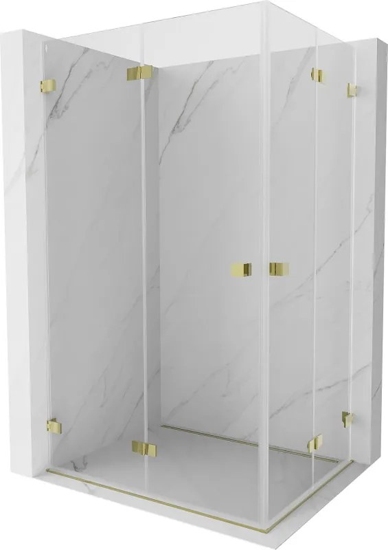 Mexen Lunar-F Duo, skladací sprchový kút 85 x 80 cm, 8mm číre sklo, zlatý profil, 836-085L-080P-50-00