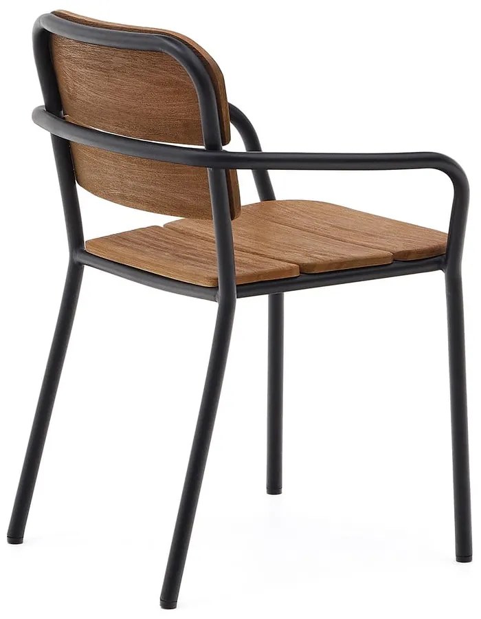 Čierno-hnedá dreveno-kovová záhradná stolička Algueret – Kave Home
