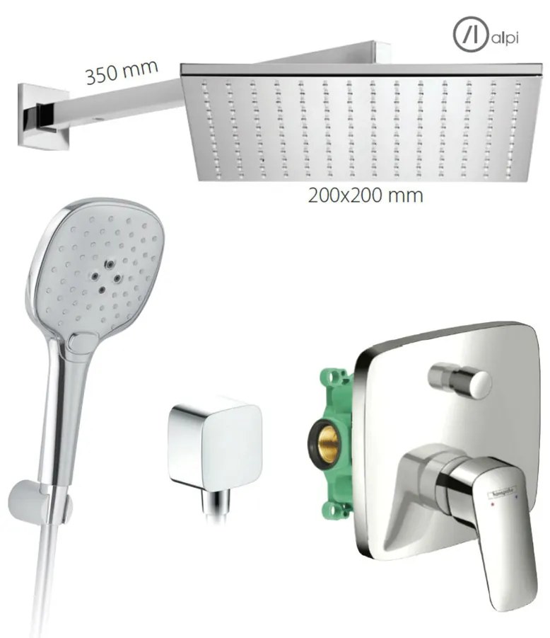 Hansgrohe + Alpi HG SET 7 - Sprchový systém pod omietku, páková batéria Logis, chróm