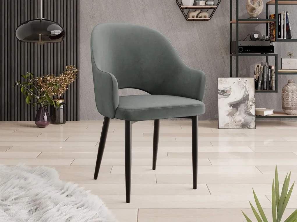 Čalúnená jedálenská stolička Dazja, Dostupné poťahy: Magic Velvet 2219, Farby: čierna