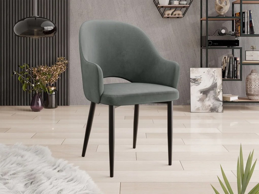Čalúnená jedálenská stolička Dazja, Dostupné poťahy: Magic Velvet 2258, Farby: čierna