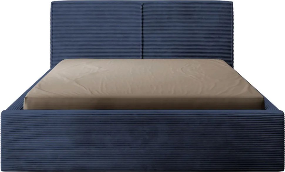 Posteľ Inez 180x200 cm, námornicka modrá šrukturovaná látka