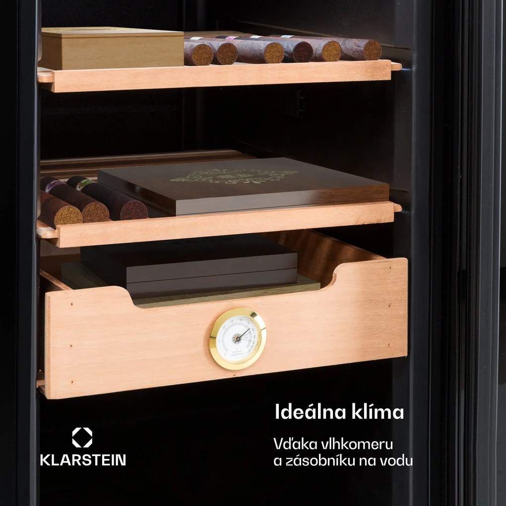 Klarstein El Presidente 48 – humidor na cigary, 48 l, 3 police, 1 priehradka, cédrové drevo