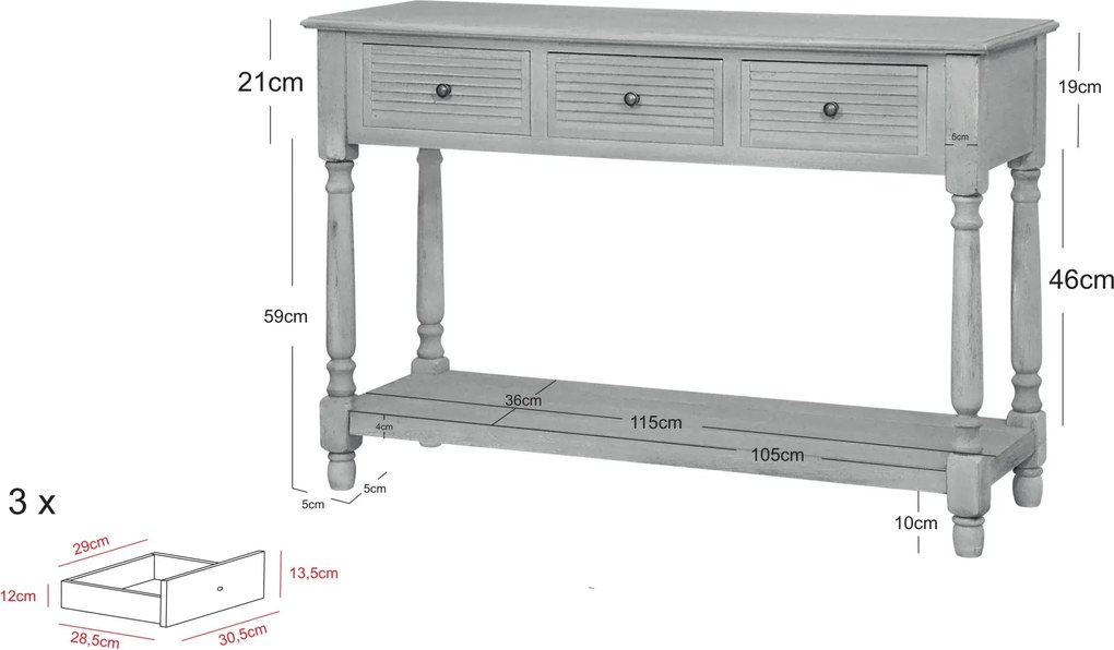 Konzolový stolík Livorno 120 cm biely