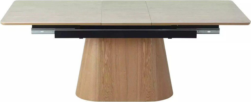 Jedálenský rozkladací stôl Monaco 160/200 cm keramika travertín/dub prírodný