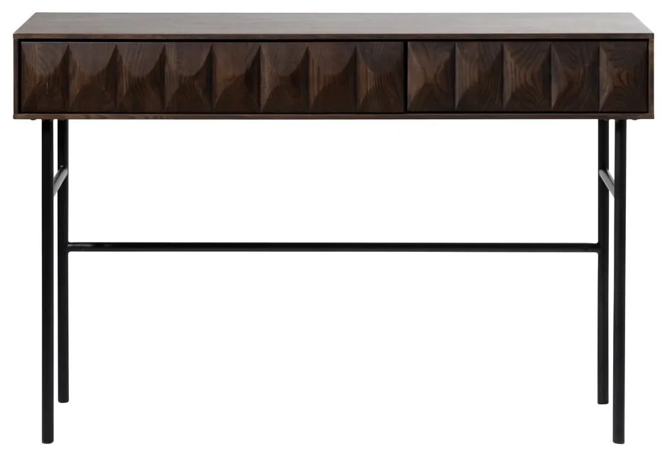 Tmavohnedý konzolový stolík s doskou v dubovom dekore 39x117 cm Latina – Unique Furniture