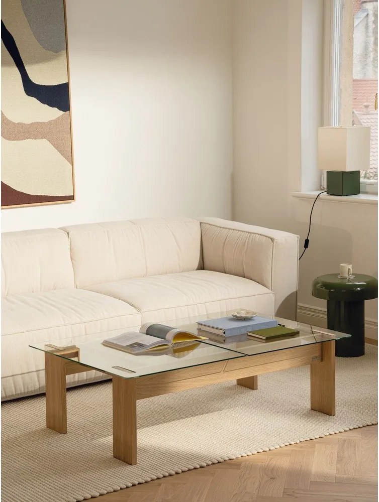 Konferenčný stolík so sklenenou doskou v prírodnej farbe 86x132 cm Naiko – noo.ma