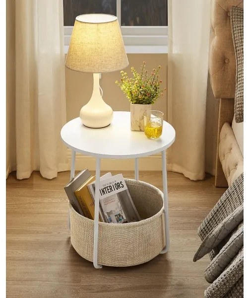 Odkladací stolík NOIRA biela/svetlohnedá