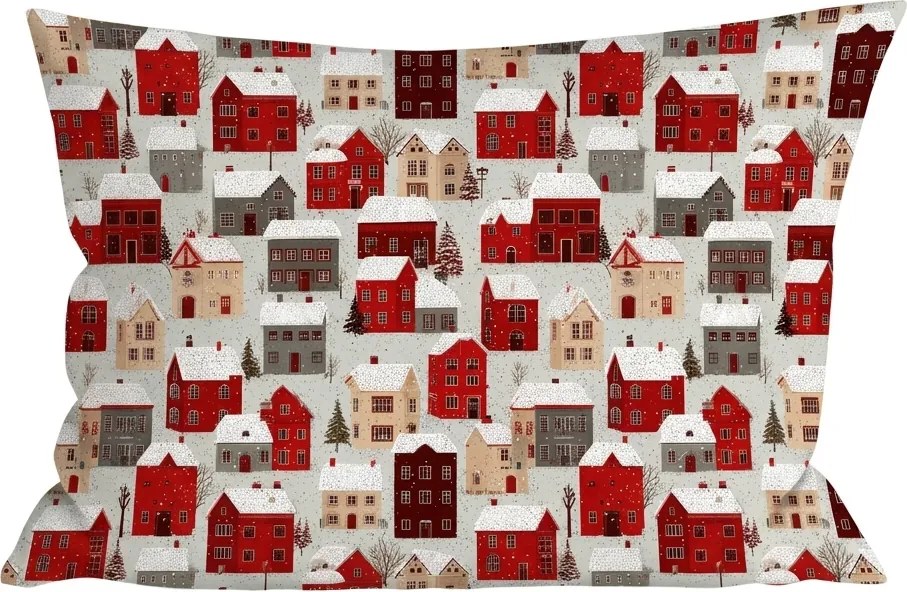 Bavlnená obliečka na vankúš MERRY VILLAGE 50x70 cm, farebná