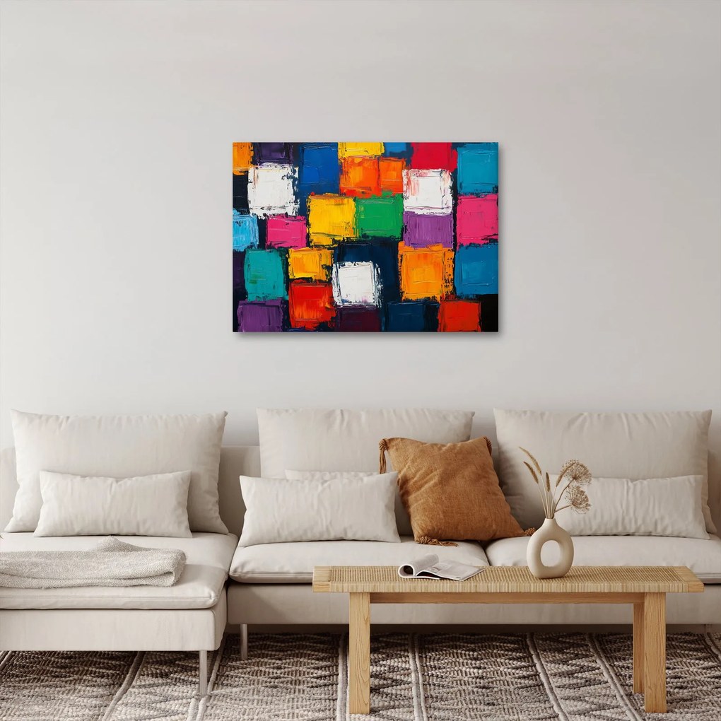 Obraz - Maľba farebných štvorcov (70x50 cm)