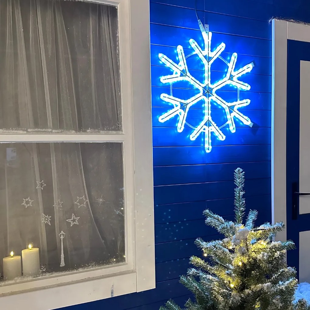 DECOLED LED světelná vločka III, závěsná, pr. 83 cm, ledově bílá