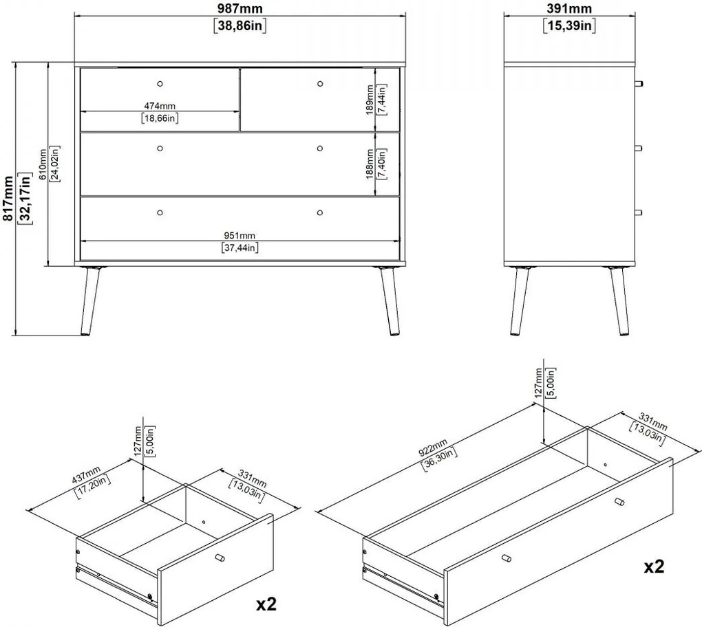 Komoda Boazy 98 cm biela