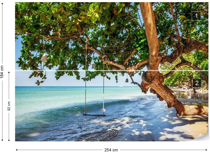 Fototapeta GLIX - Tropical Island Beach Swing + lepidlo ZADARMO Vliesová tapeta  - 254x184 cm