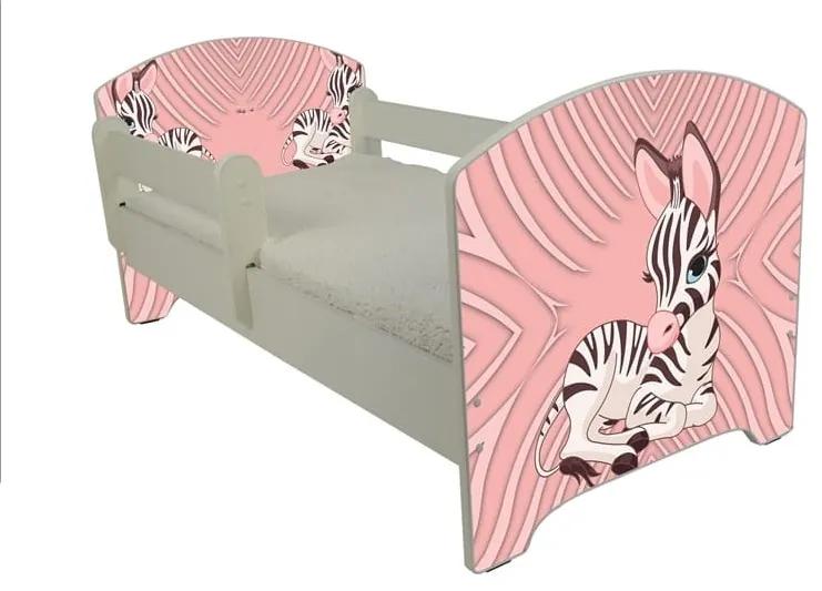 Raj posteli Detská posteľ  "ružová zebra" biela