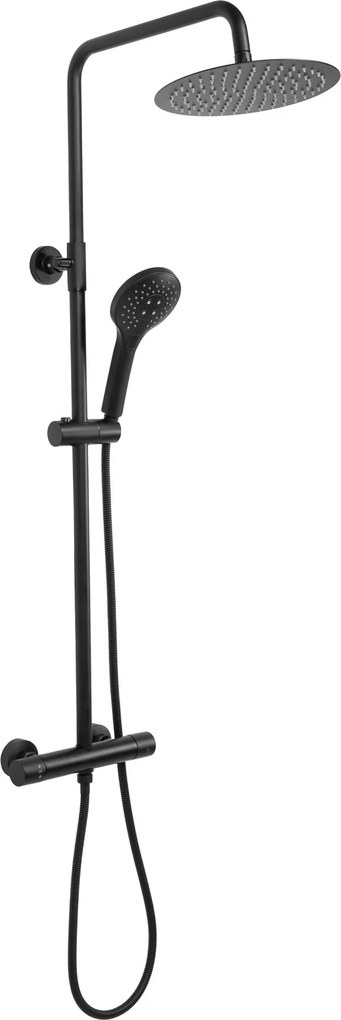 Rea Vincent, sprchový set s termostatickou batériou a dažďovou hlavicou 25cm, čierna matná, REA-P6600