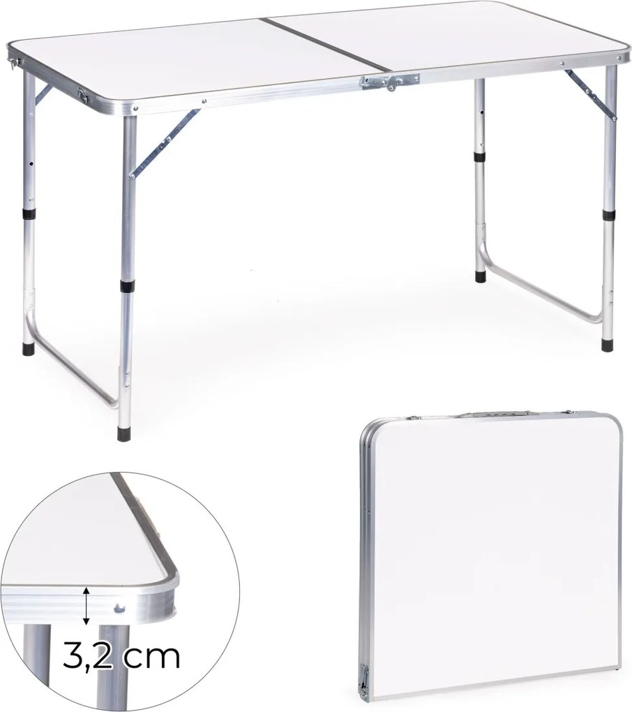 Skládací turistický stůl Veloca 120x60 cm bílý