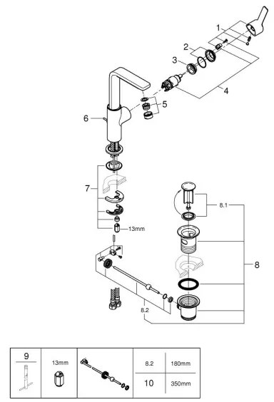 GROHE 23296001 - Umývadlová batéria LINEARE, veľkosť L, lesklý chróm