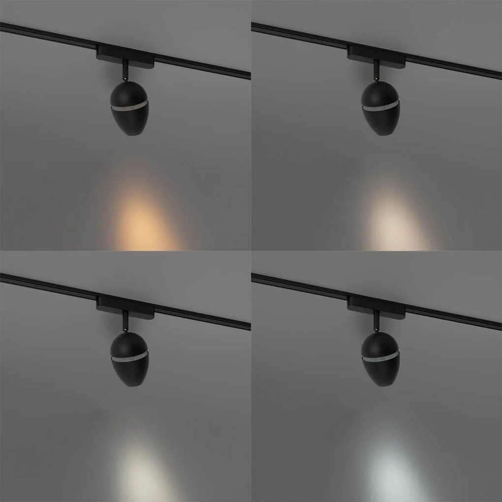 Moderné čierne bodové svetlo pre 1-fázový koľajnicový systém vrátane LED - Magnetic Eggy