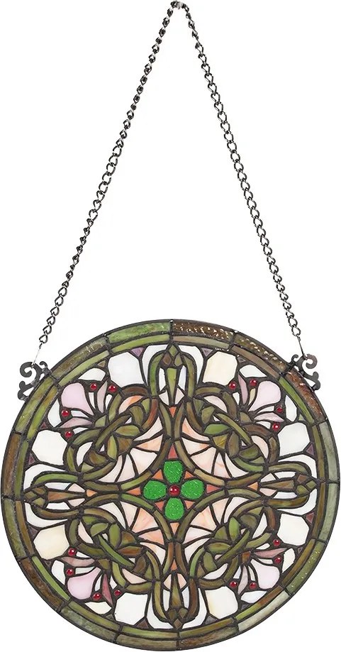 Sklenený okrúhly závesný Tiffany panel - Ø 30*1 cm