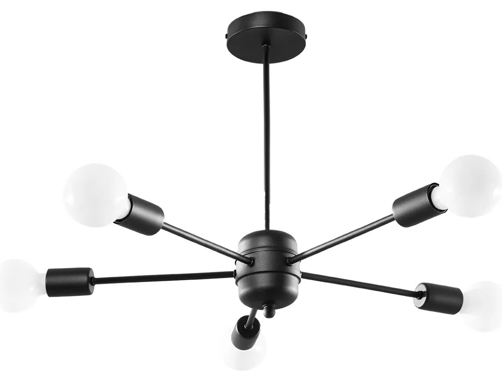 Závesné svietidlo Lango 5, čierne telo svietidla