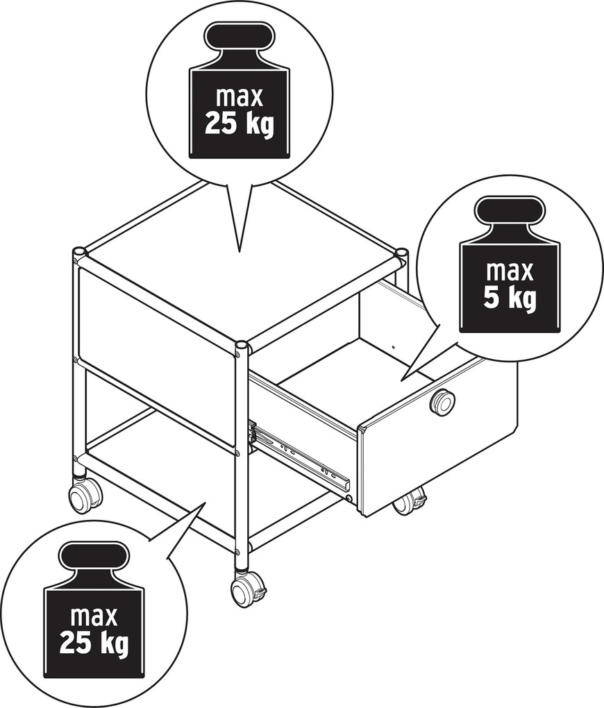 Kovový nočný stolík so zásuvkou »CN3«, sivý